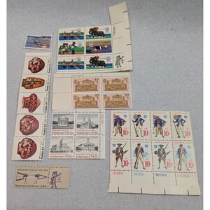 USPS Vintage Postage Stamp Lot Unused 10c 13c 15c Blocks Strips Commemorative